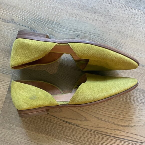 Madewell The Marisa D’Orsay Embossed Yellow Suede Flat Size 8 Fall - Picture 6 of 10